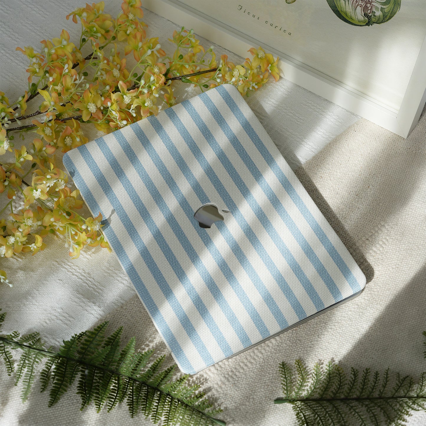 Leather Series ♾ Blue & White Striped Mac Case