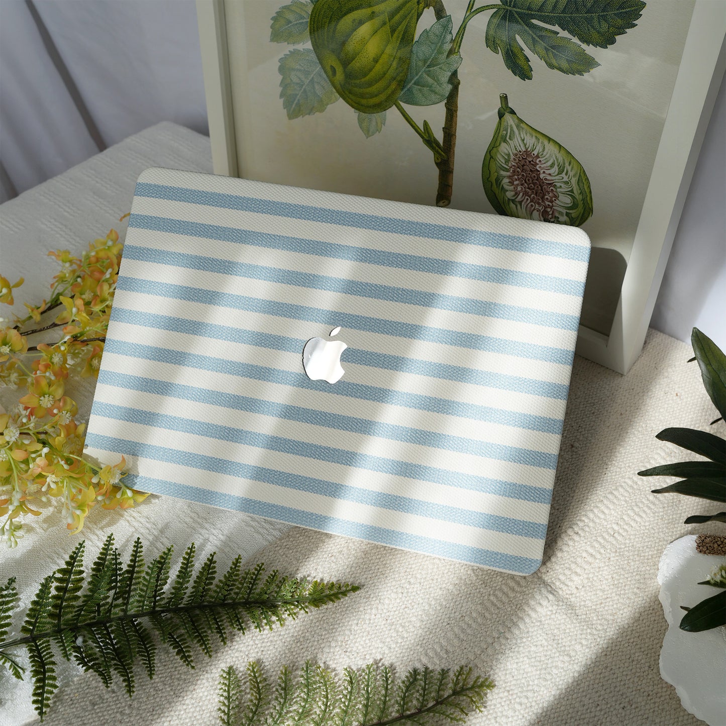 Leather Series ♾ Blue & White Striped Mac Case
