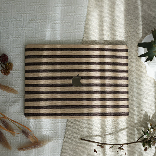 Leather Series ♾ Brown & White Striped Mac Case