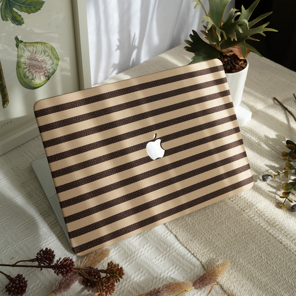 Leather Series ♾ Brown & White Striped Mac Case