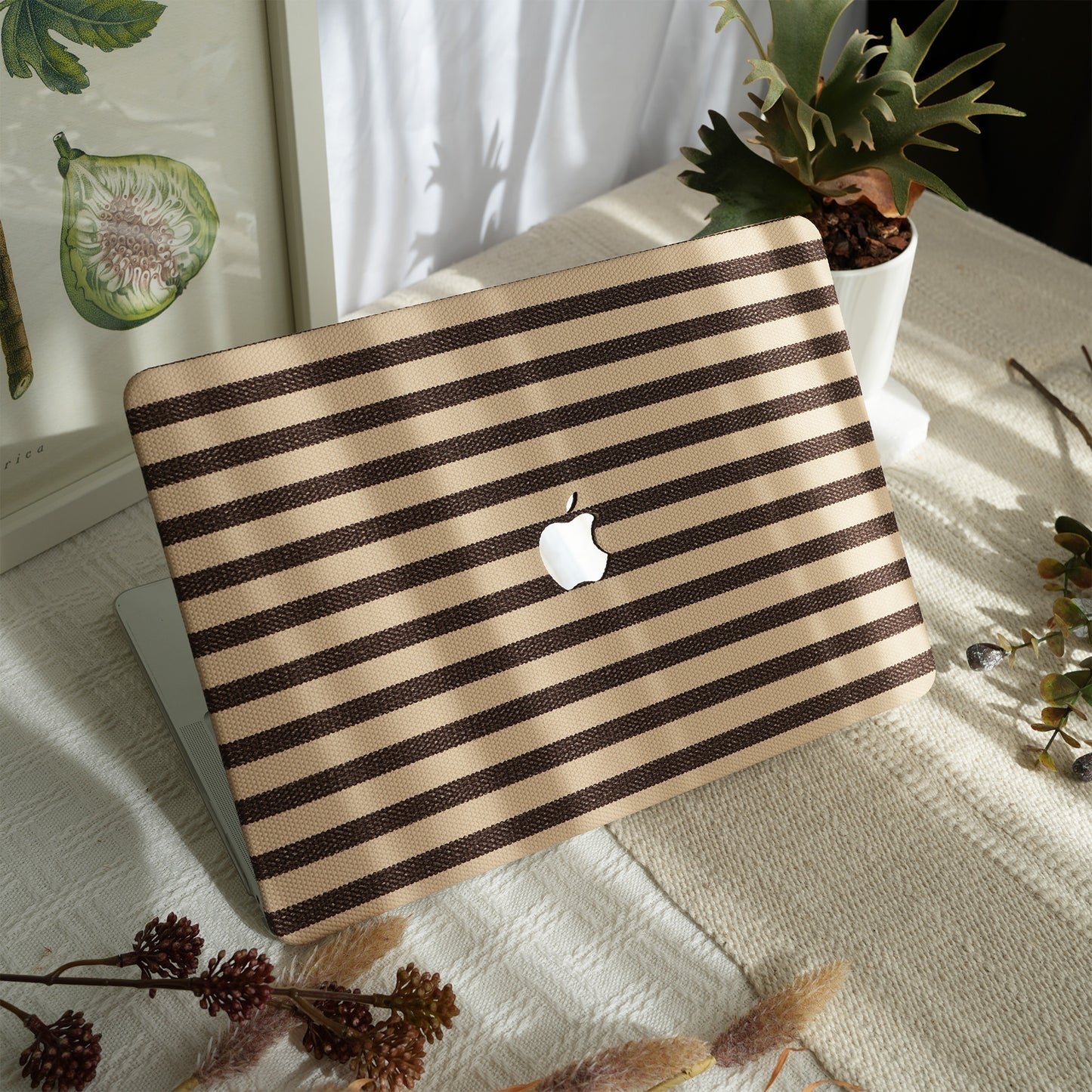 Leather Series ♾ Brown & White Striped Mac Case