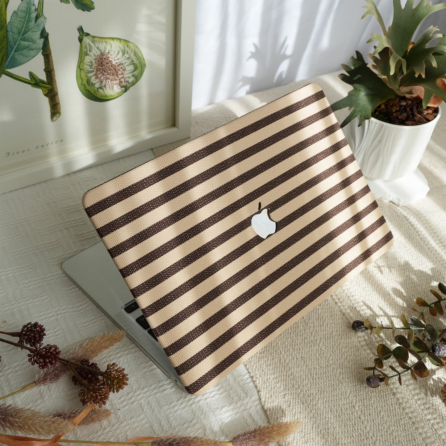 Leather Series ♾ Brown & White Striped Mac Case