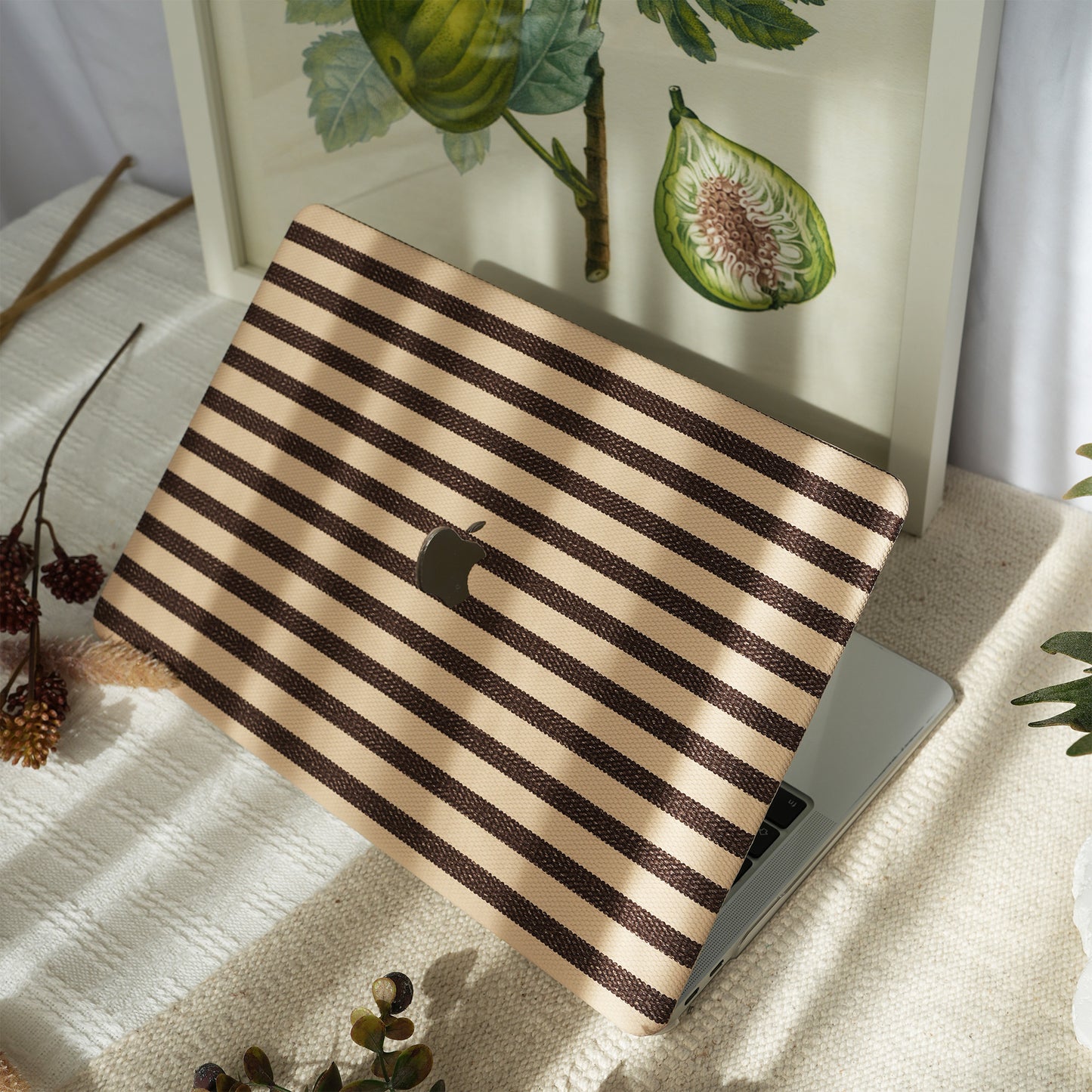 Leather Series ♾ Brown & White Striped Mac Case