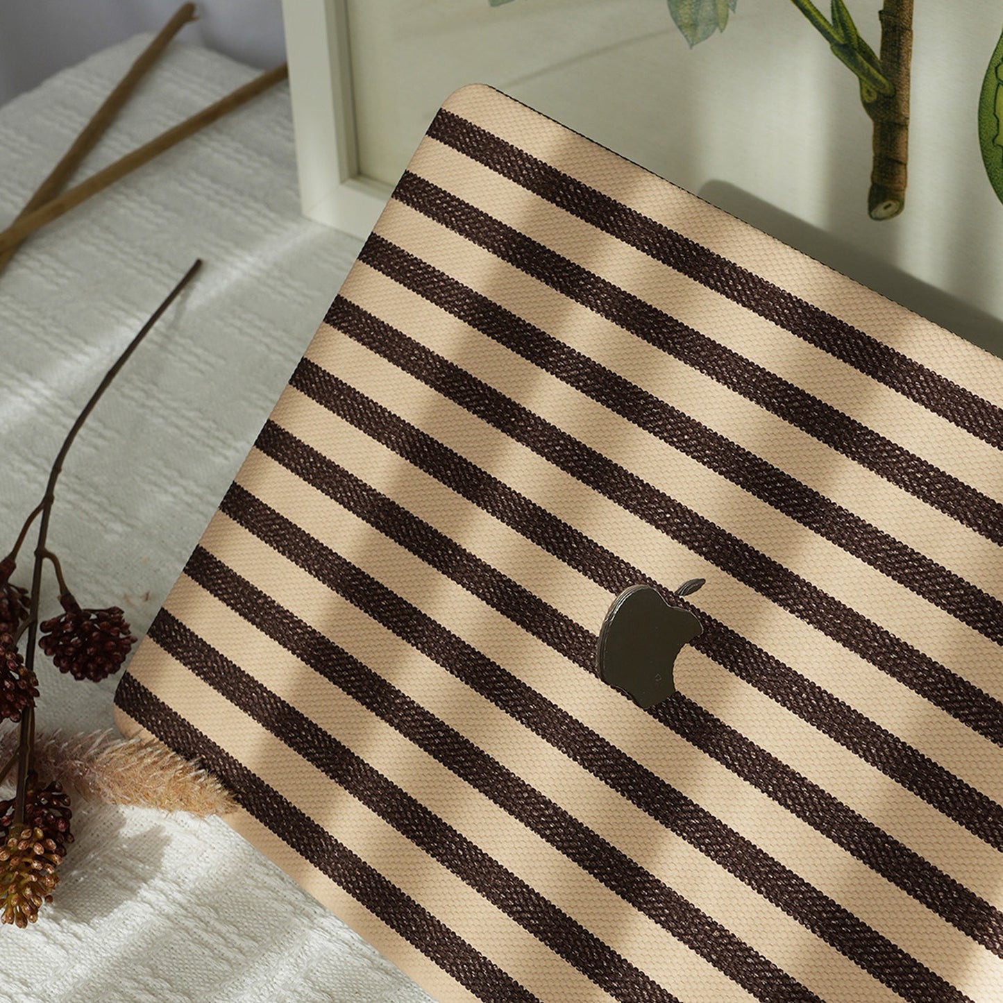 Leather Series ♾ Brown & White Striped Mac Case