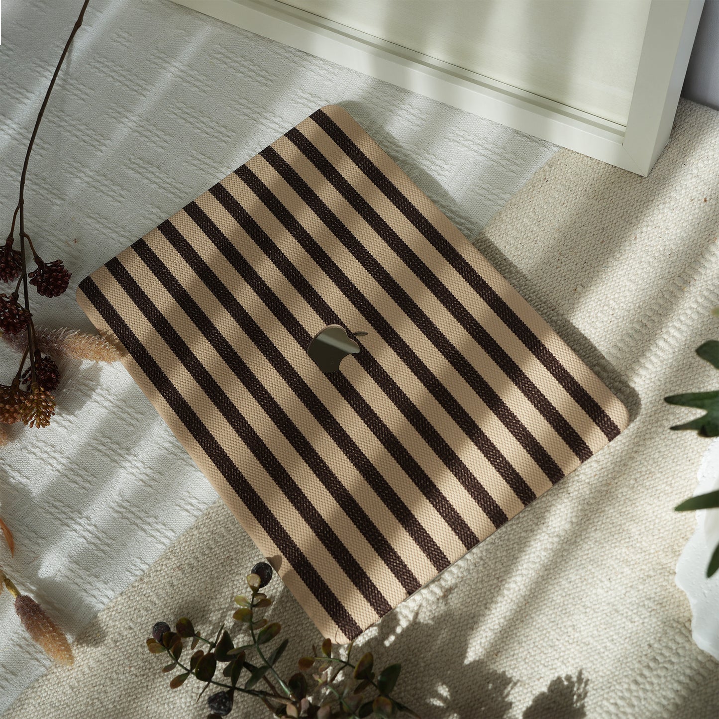 Leather Series ♾ Brown & White Striped Mac Case