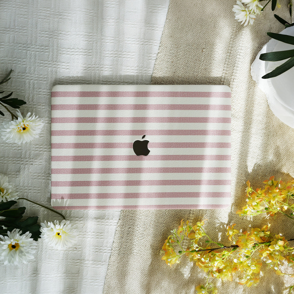 Leather Series ♾ Pink & White Striped Mac Case