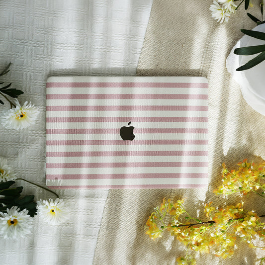 Leather Series ♾ Pink & White Striped Mac Case