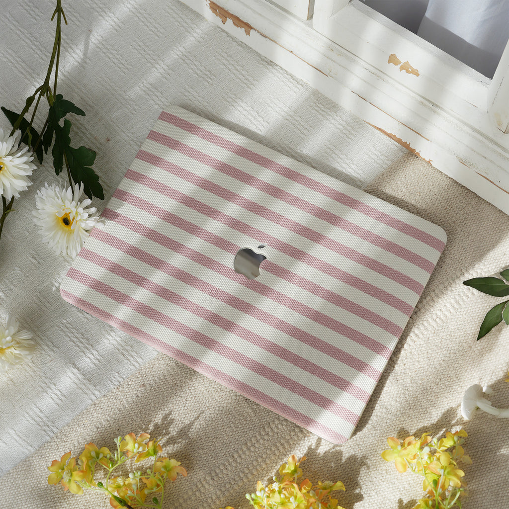 Leather Series ♾ Pink & White Striped Mac Case