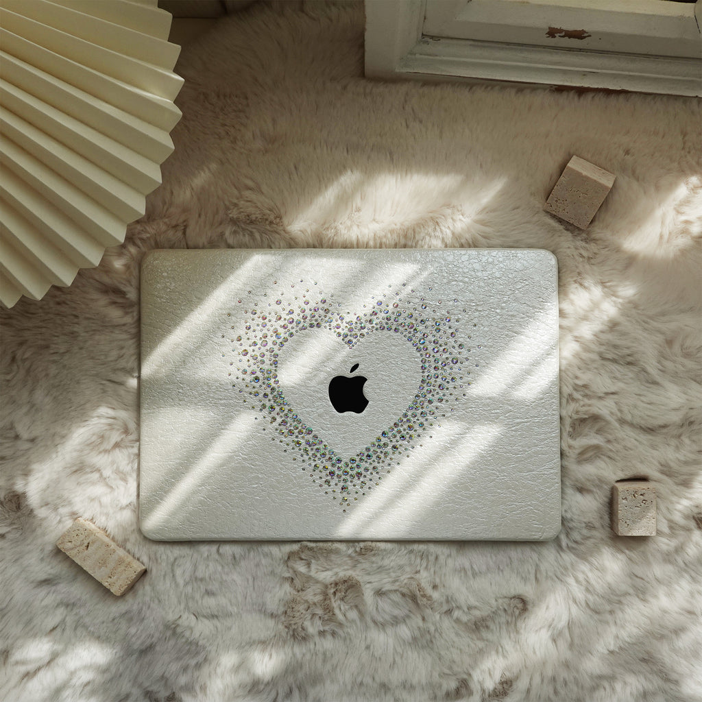 Leather Series ♾ Pearl White Rhinestones Mac Case