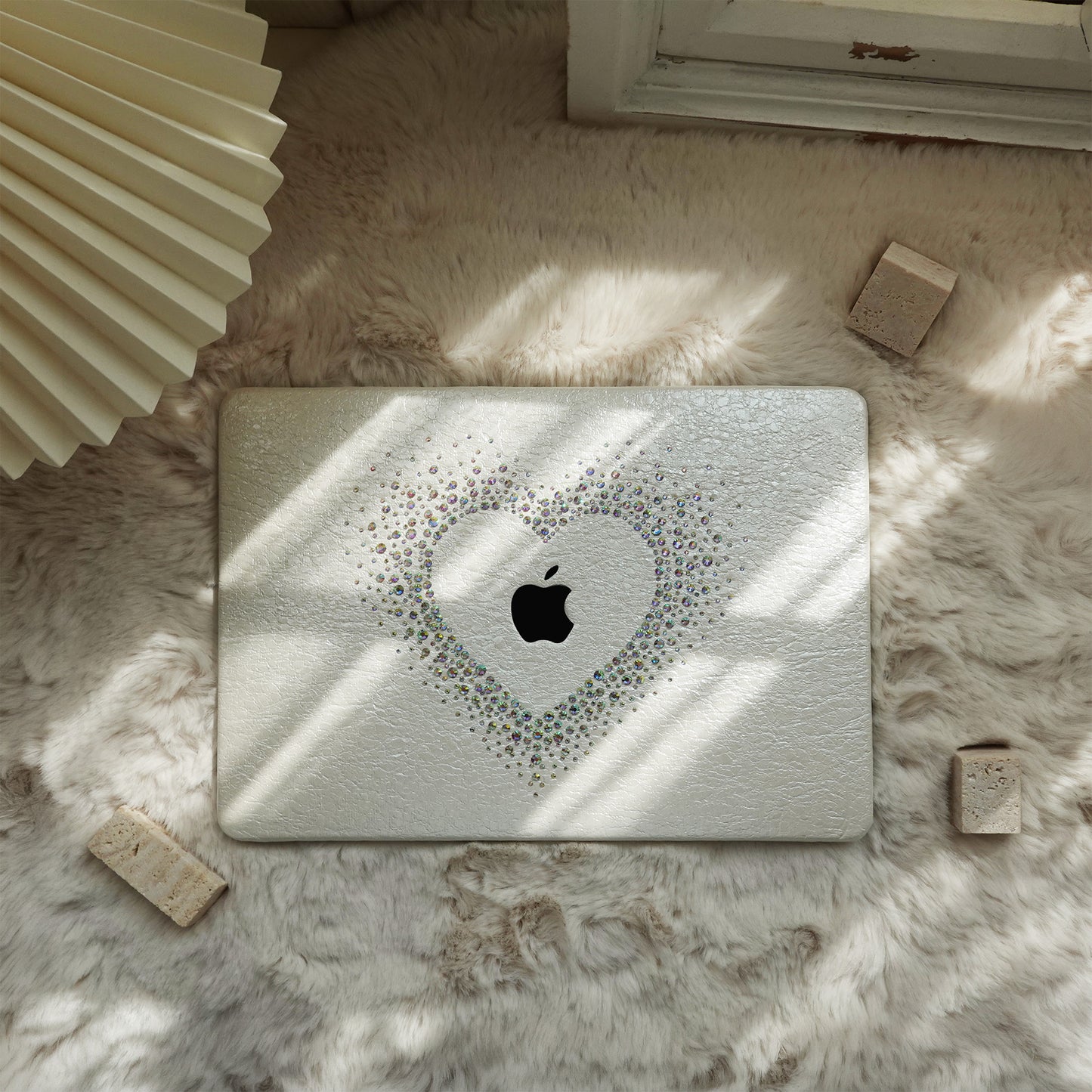 Leather Series ♾ Pearl White Rhinestones Mac Case