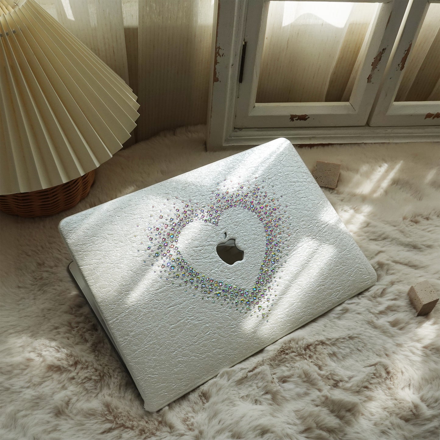 Leather Series ♾ Pearl White Rhinestones Mac Case