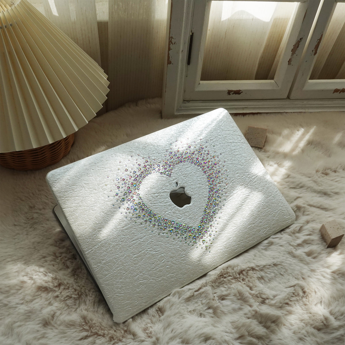 Leather Series ♾ Pearl White Rhinestones Mac Case