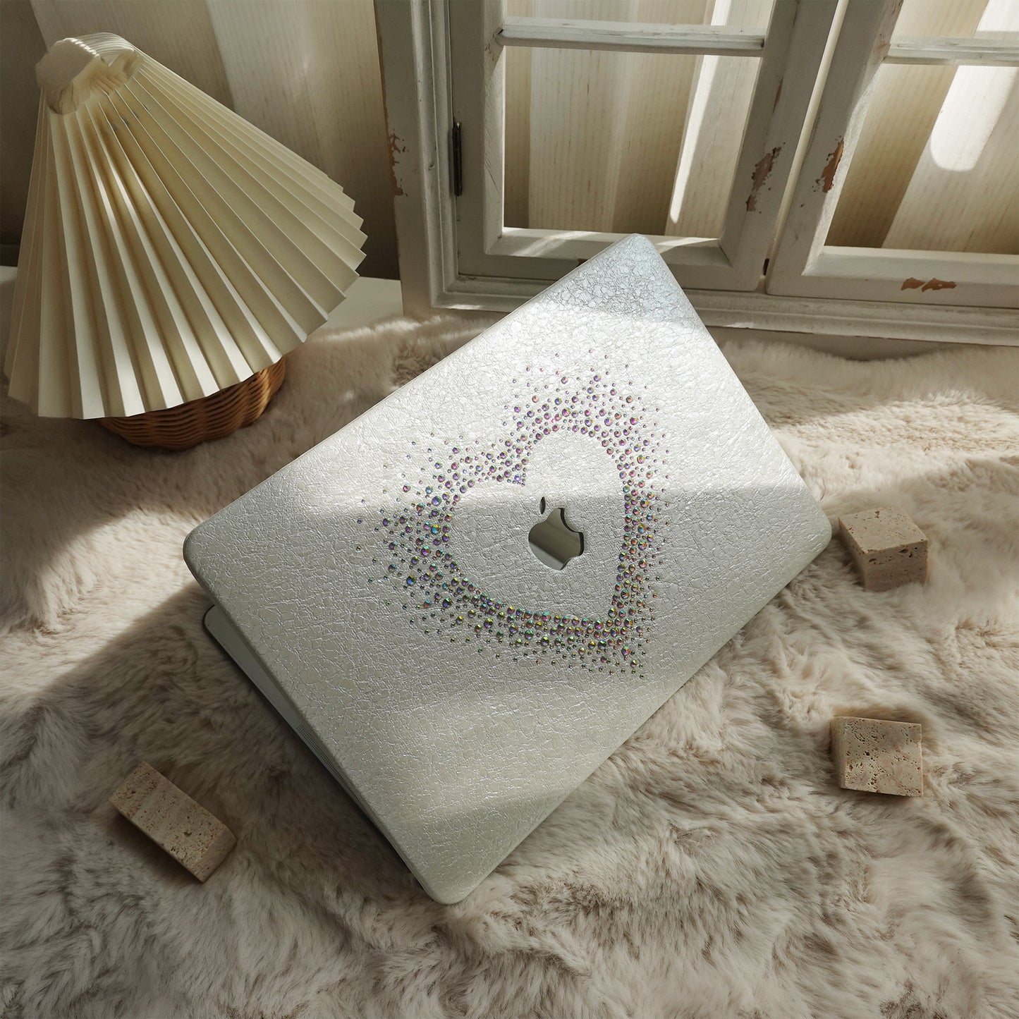 Leather Series ♾ Pearl White Rhinestones Mac Case