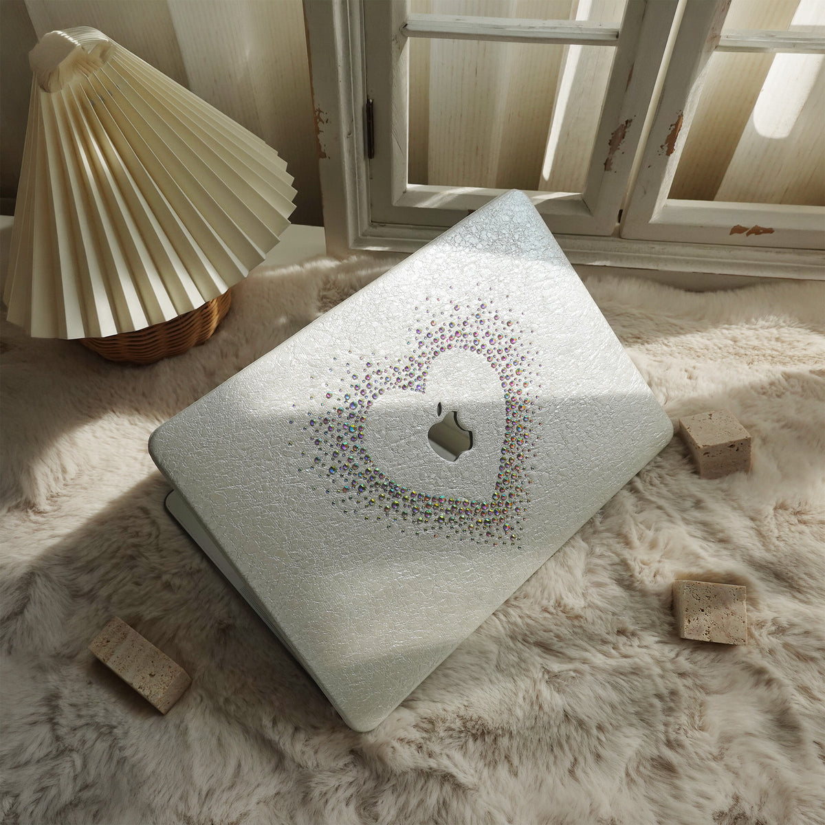 Leather Series ♾ Pearl White Rhinestones Mac Case