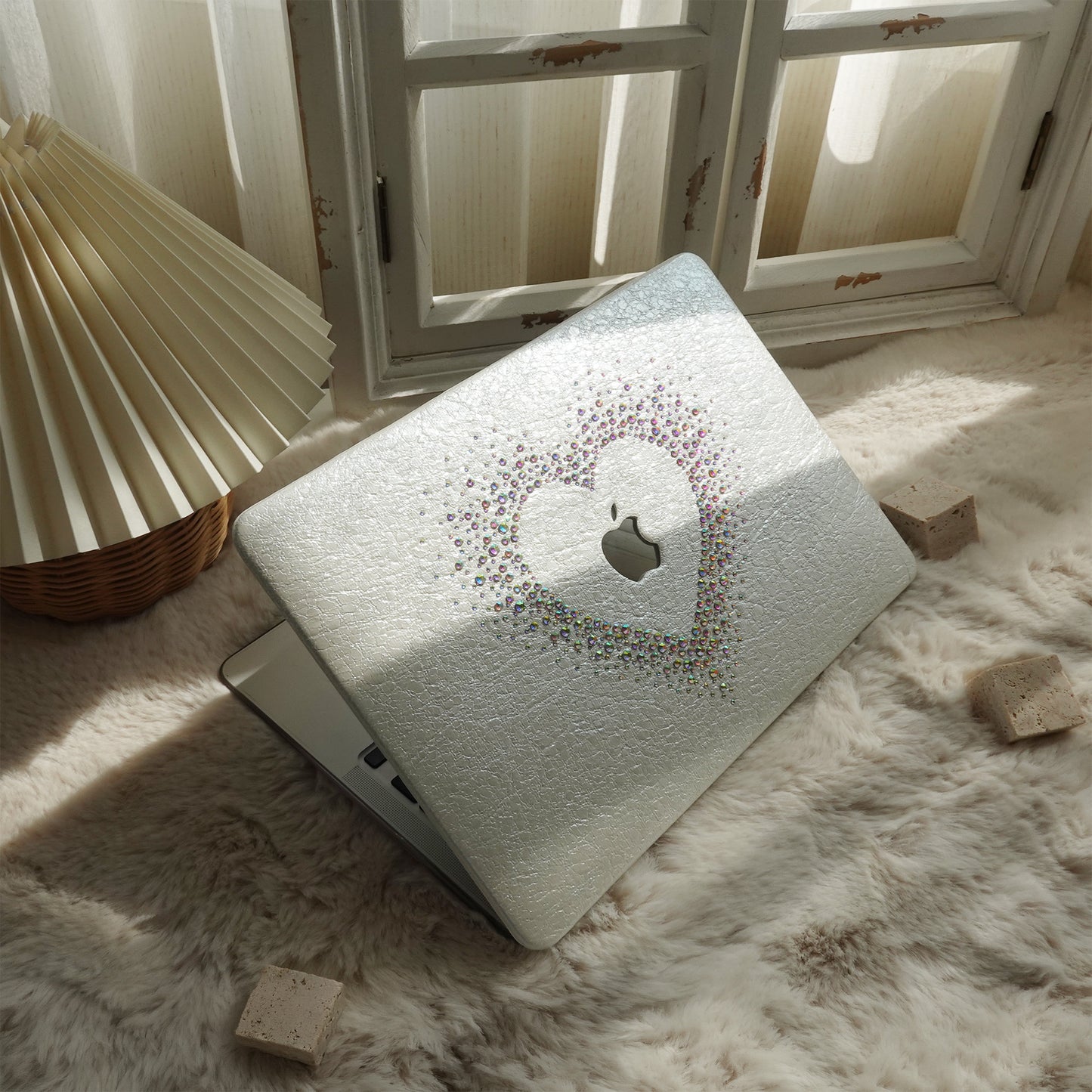 Leather Series ♾ Pearl White Rhinestones Mac Case