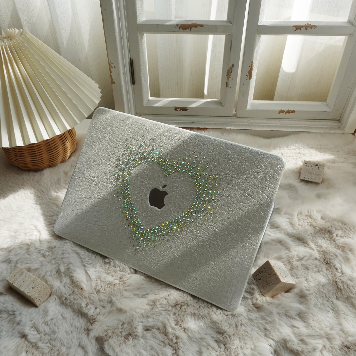 Leather Series ♾ Pearl White Rhinestones Mac Case