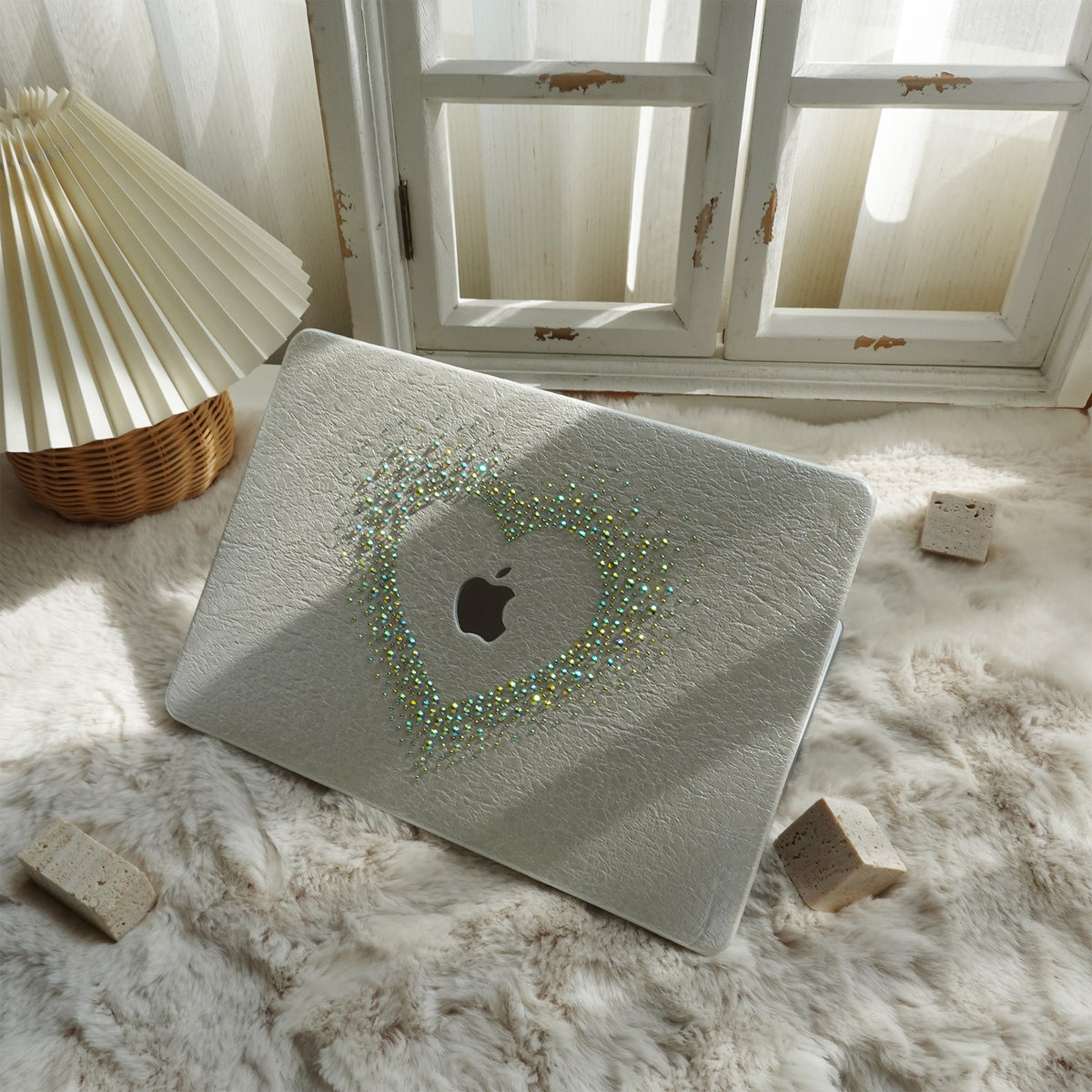 Leather Series ♾ Pearl White Rhinestones Mac Case