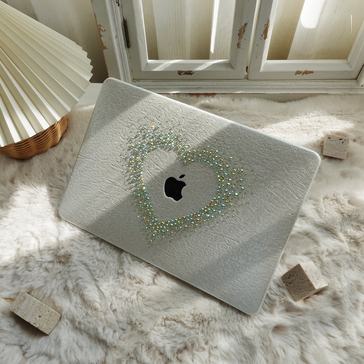 Leather Series ♾ Pearl White Rhinestones Mac Case