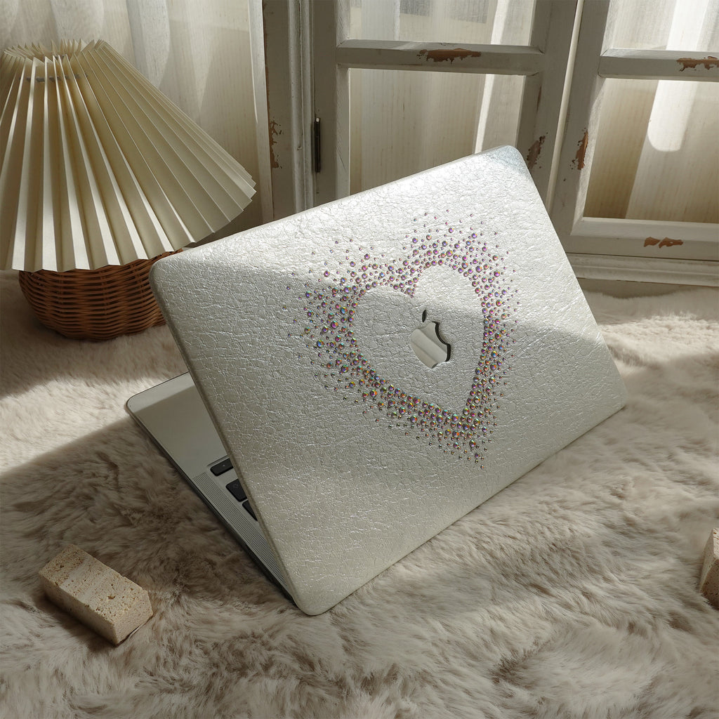 Leather Series ♾ Pearl White Rhinestones Mac Case