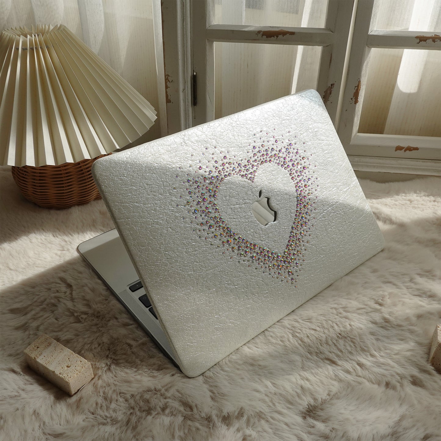 Leather Series ♾ Pearl White Rhinestones Mac Case