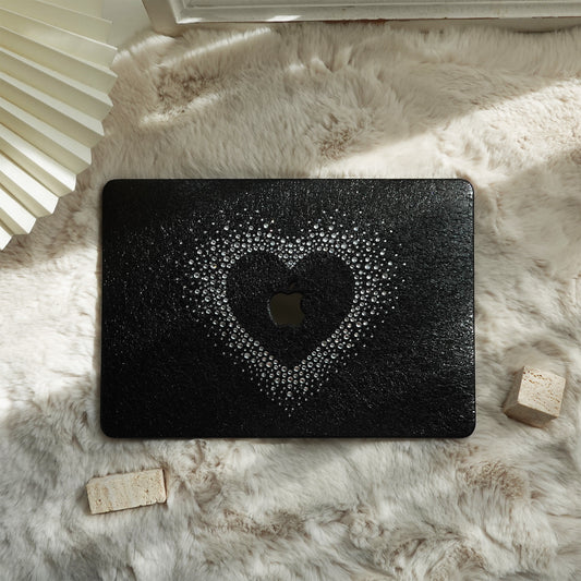 Leather Series ♾ Glam Black Rhinestones Mac Case