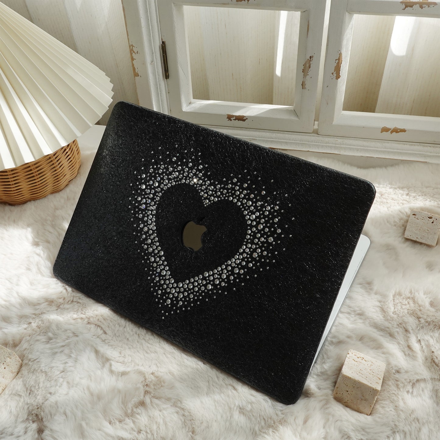 Leather Series ♾ Glam Black Rhinestones Mac Case