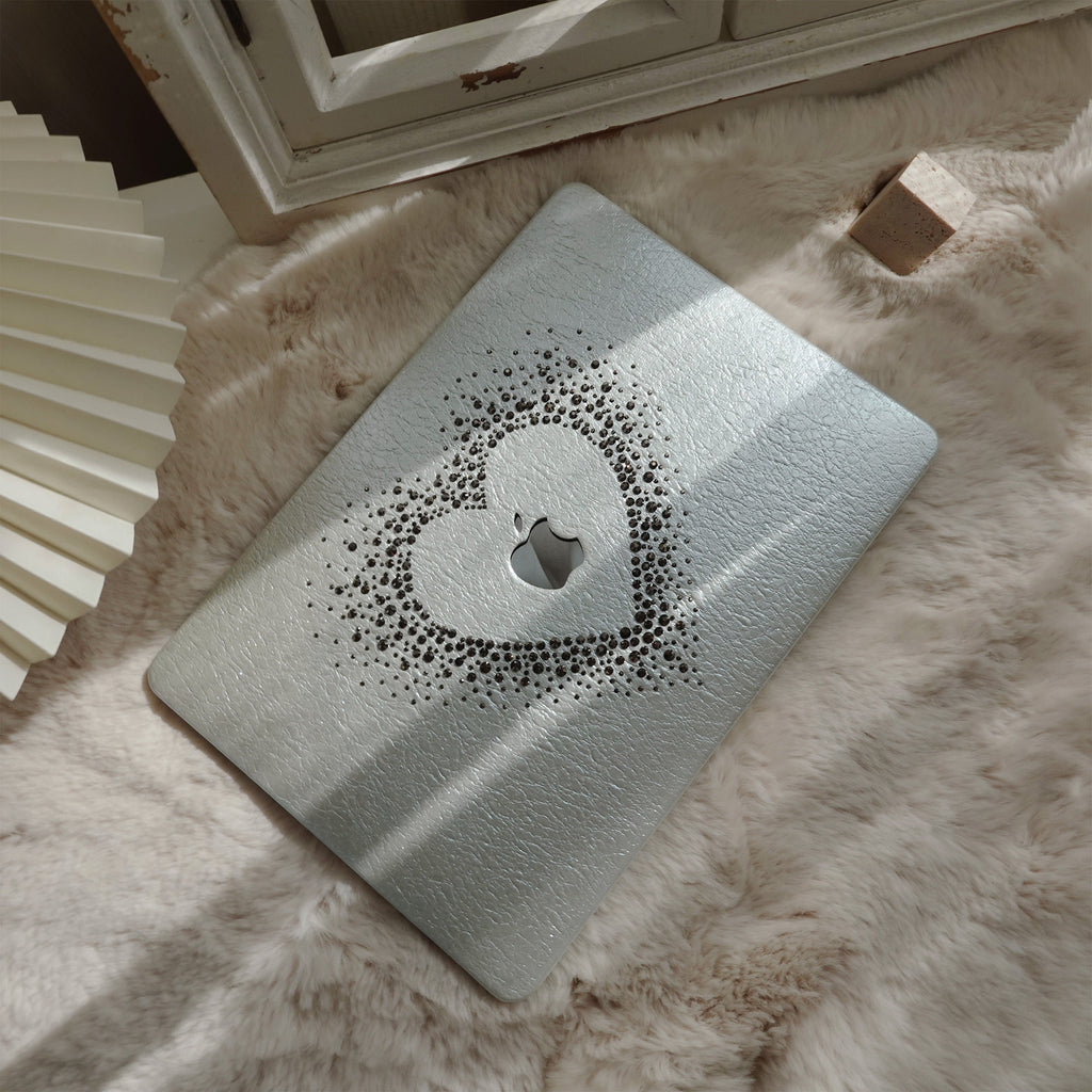 Leather Series ♾ Silver Gray Rhinestones Mac Case