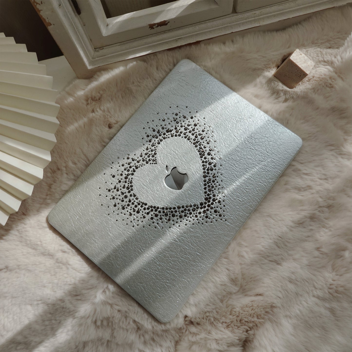 Leather Series ♾ Silver Gray Rhinestones Mac Case