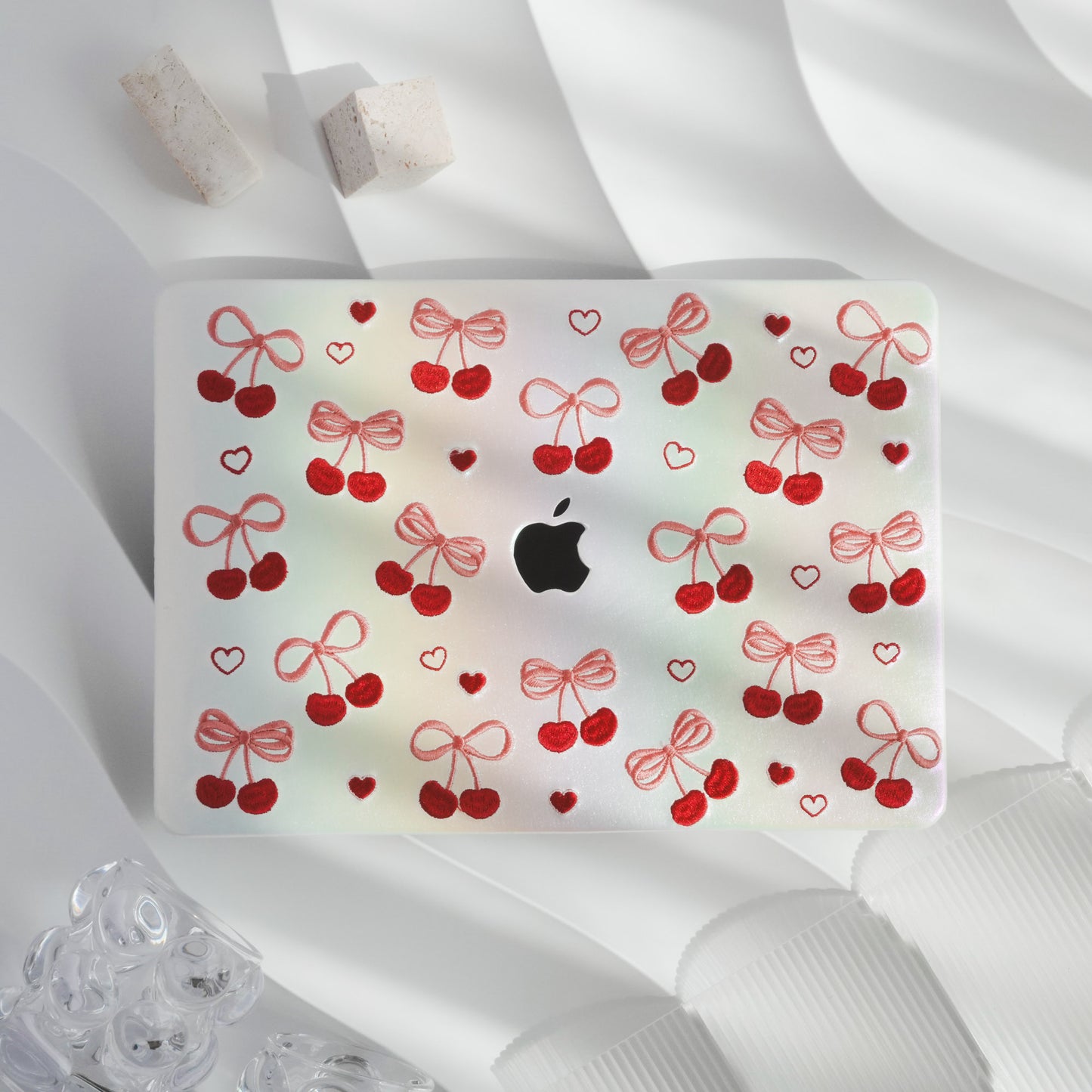 Embroidery Series ♾ Butterfly Embroidered Cherry Texture Stitching Macbook Case