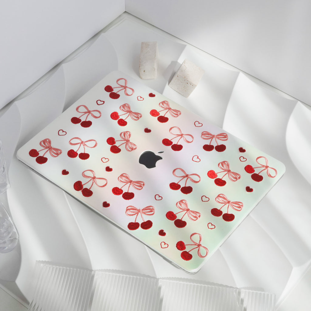 Embroidery Series ♾ Butterfly Embroidered Cherry Texture Stitching Macbook Case