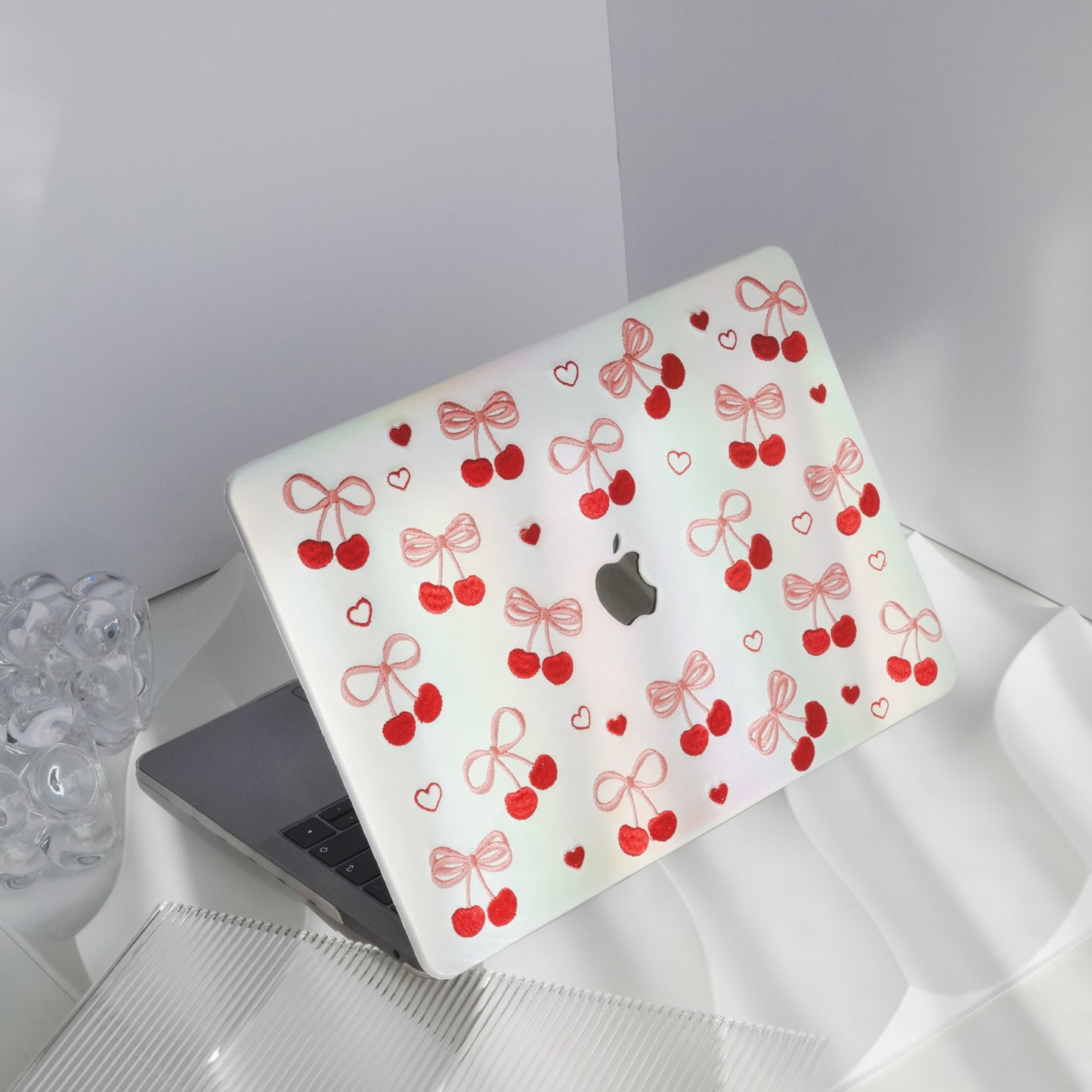 Embroidery Series ♾ Butterfly Embroidered Cherry Texture Stitching Macbook Case