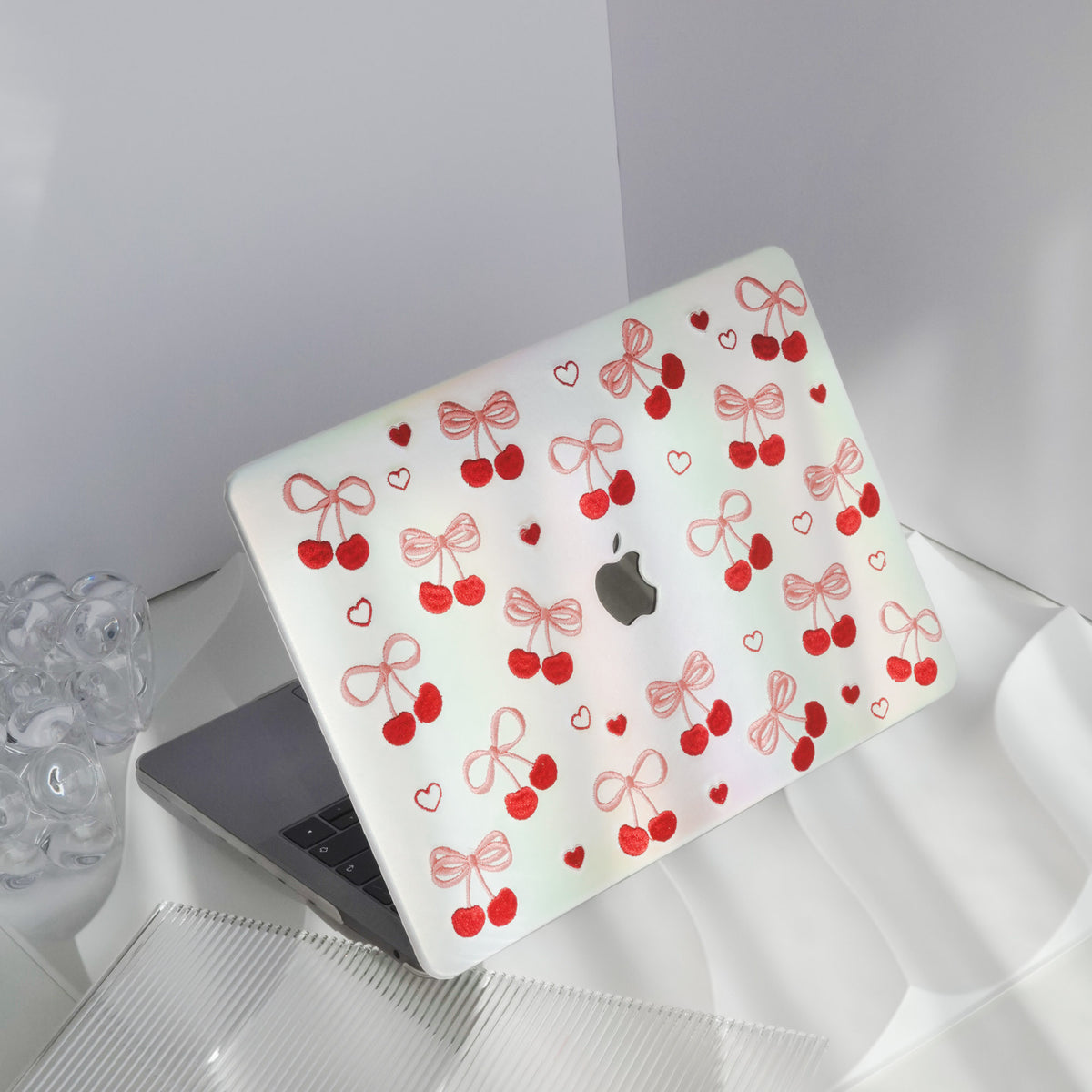 Embroidery Series ♾ Butterfly Embroidered Cherry Texture Stitching Macbook Case