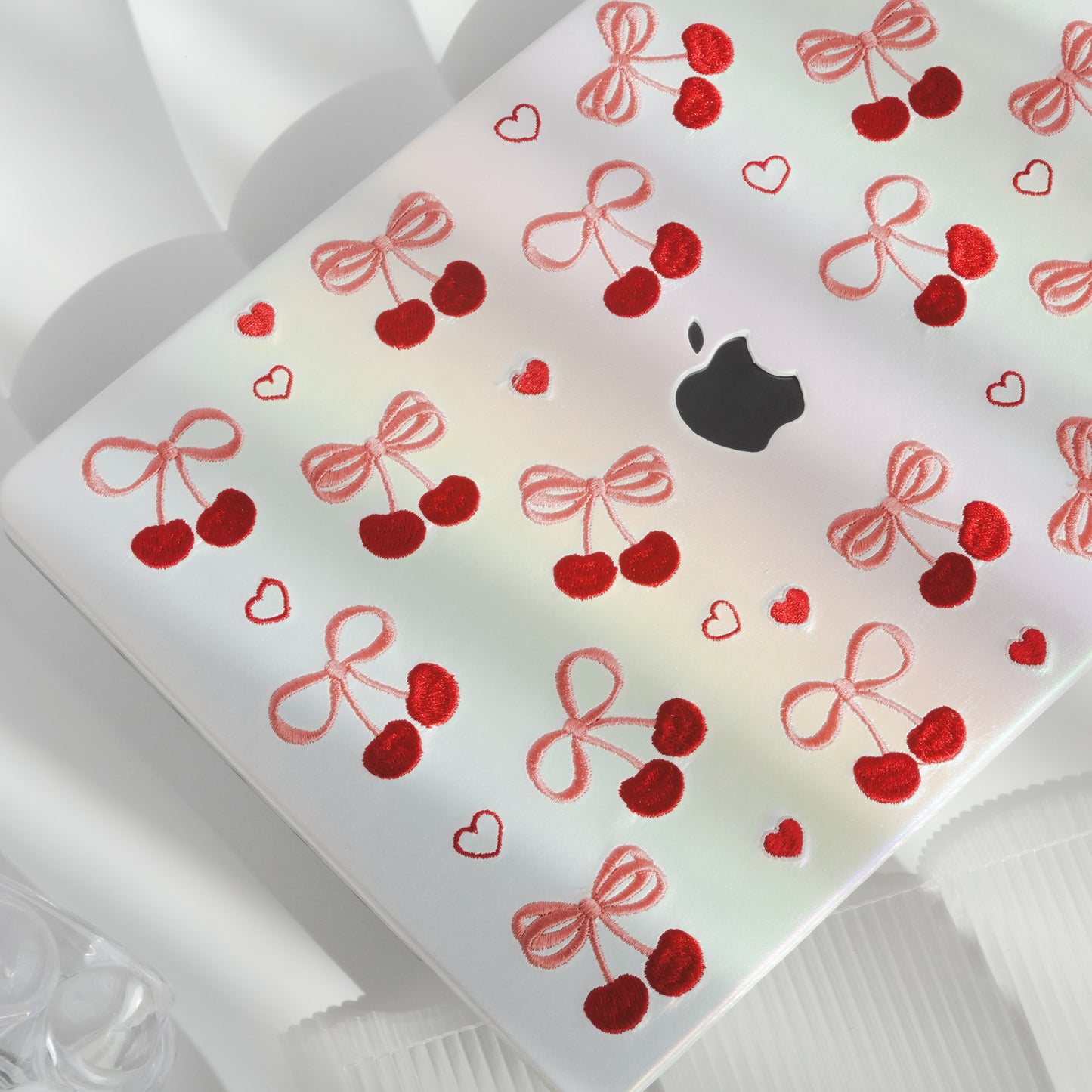 Embroidery Series ♾ Butterfly Embroidered Cherry Texture Stitching Macbook Case