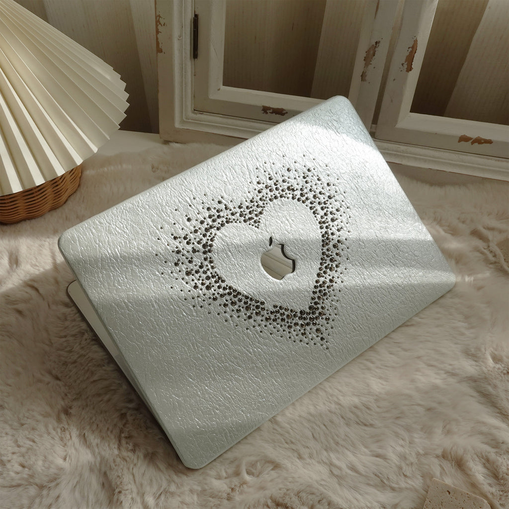 Leather Series ♾ Silver Gray Rhinestones Mac Case