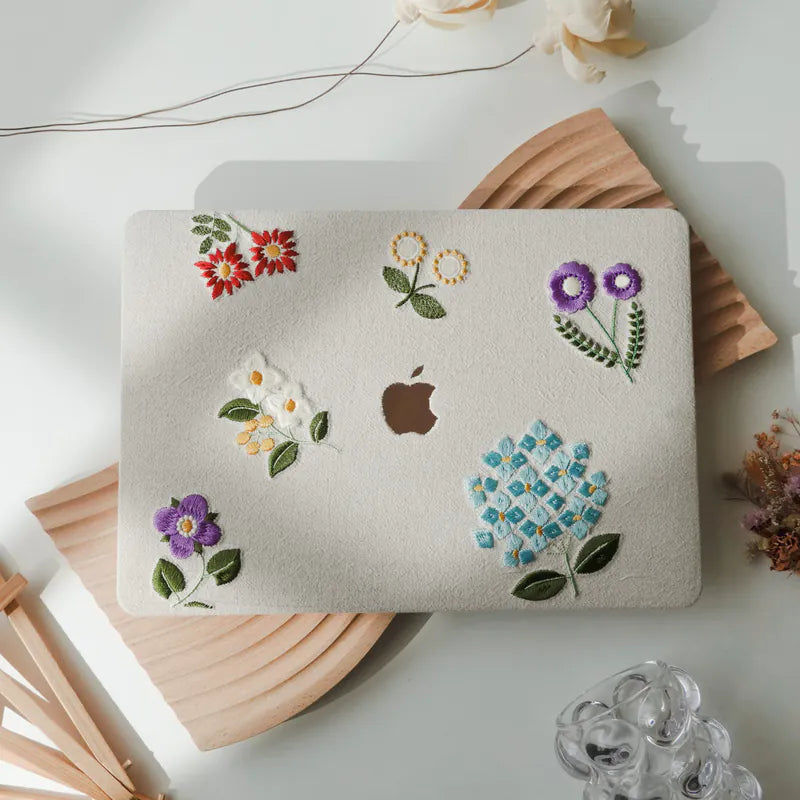 Embroidered Series ♾ Spring Whispers – Textured Stitch MacBook Case