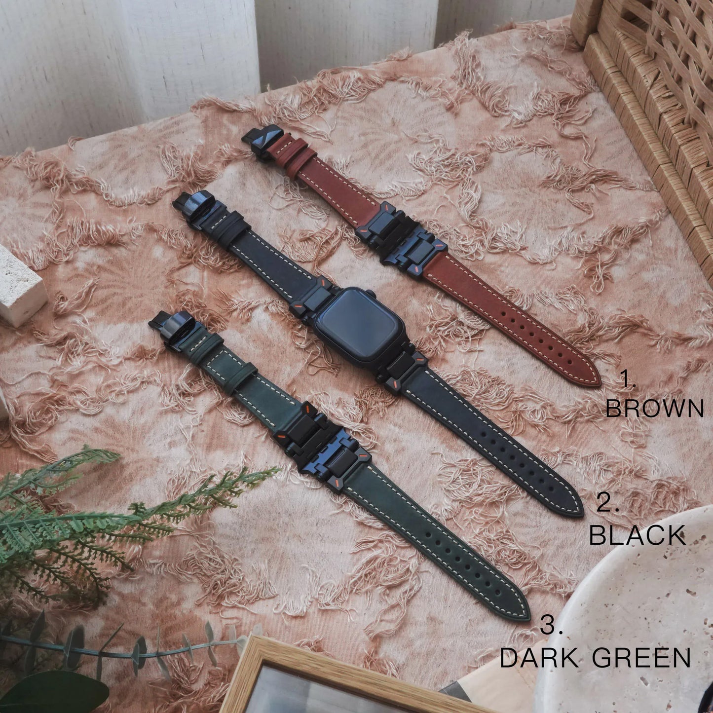 Explorer genuine leather with butterfly clasp Apple Watch strap