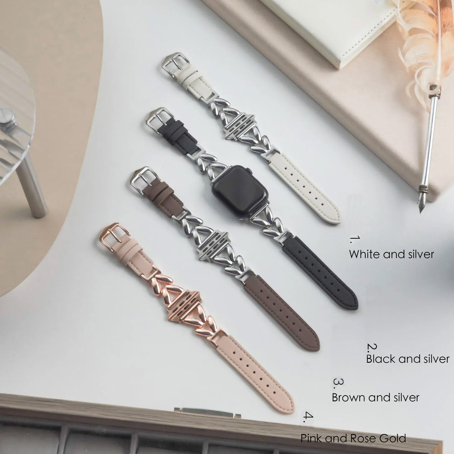 Heart-shaped Twisted Leather Mix Apple Watch Band
