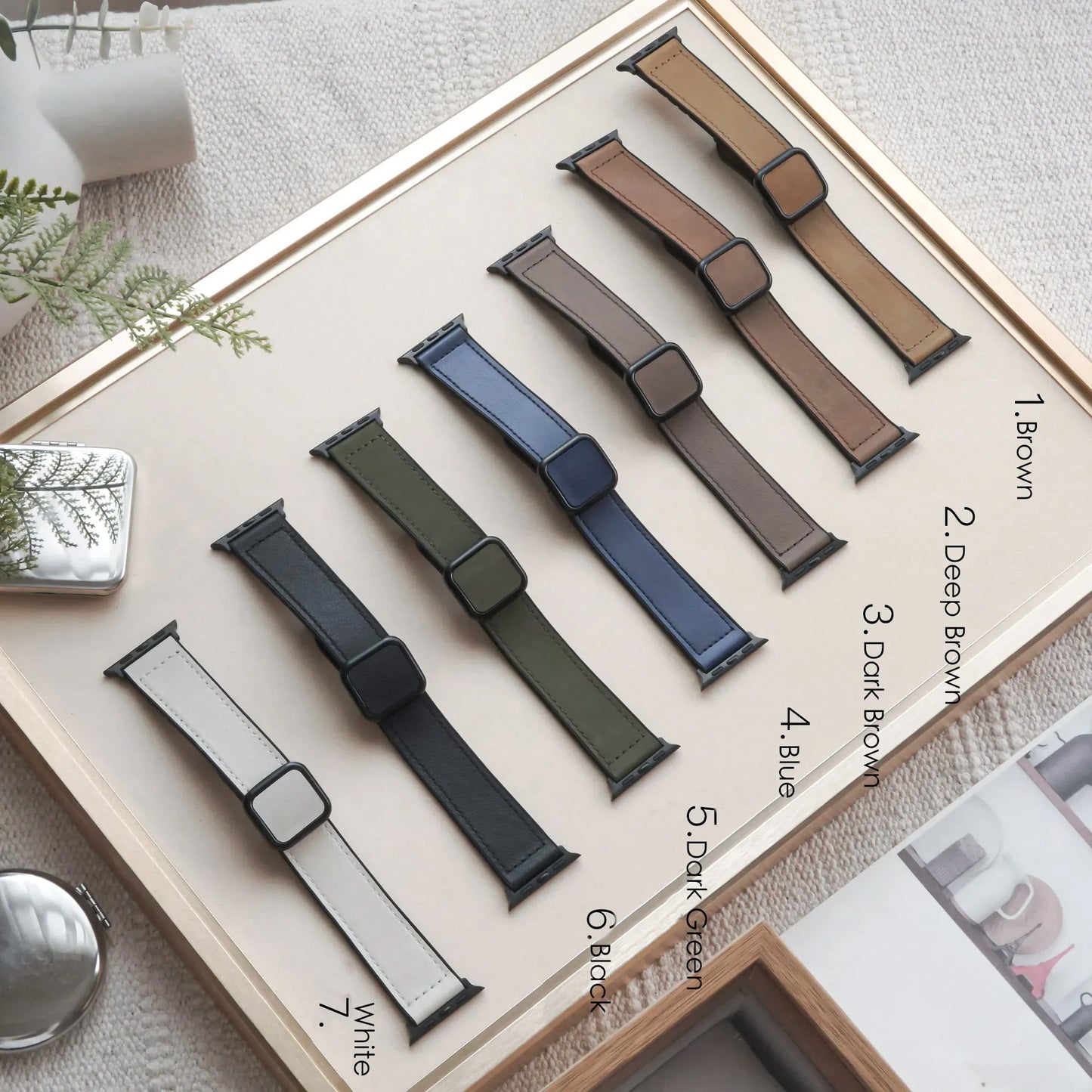 Leather Silicone Magnetic Buckle Apple Watch Band