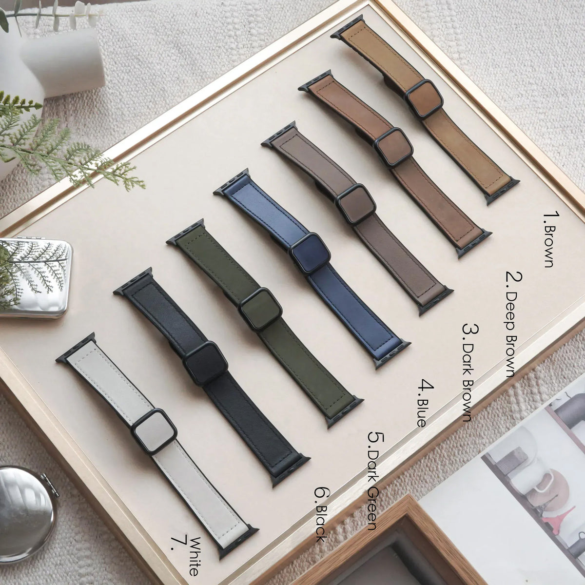 Leather Silicone Magnetic Buckle Apple Watch Band