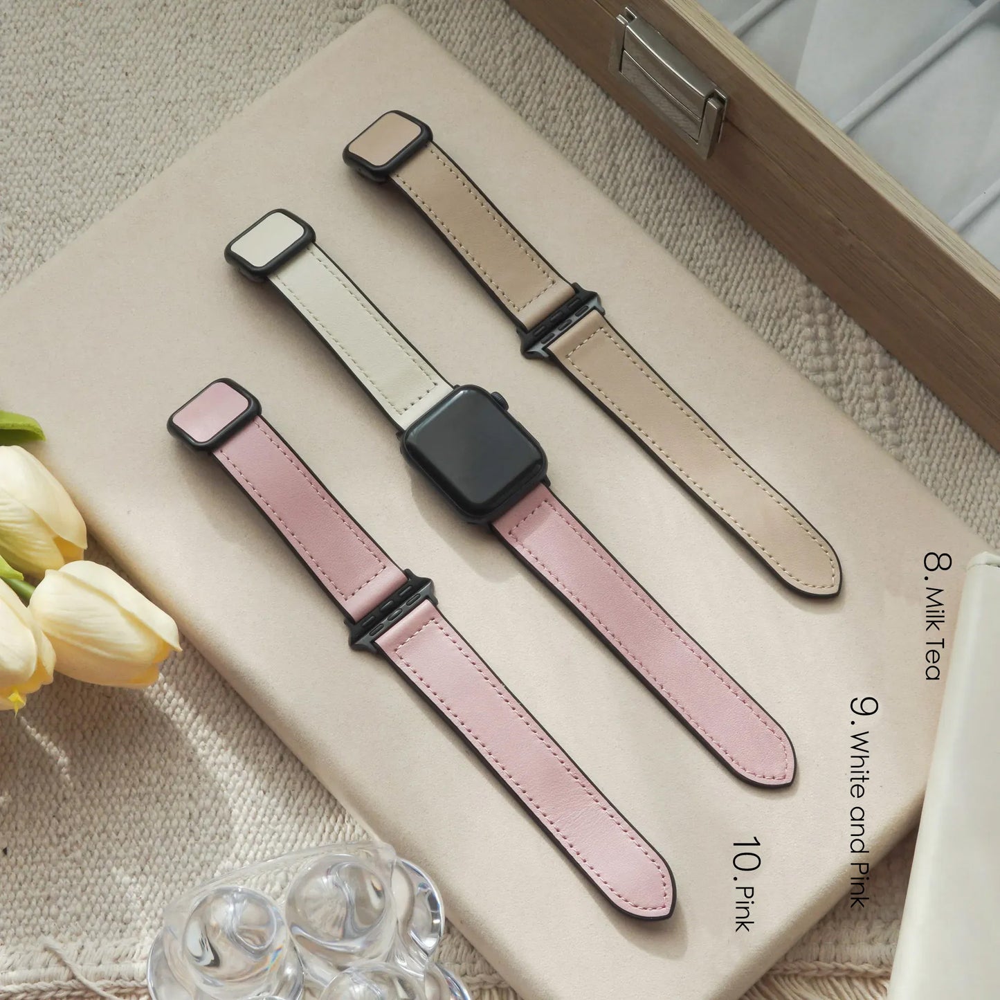 Leather Silicone Magnetic Buckle Apple Watch Band