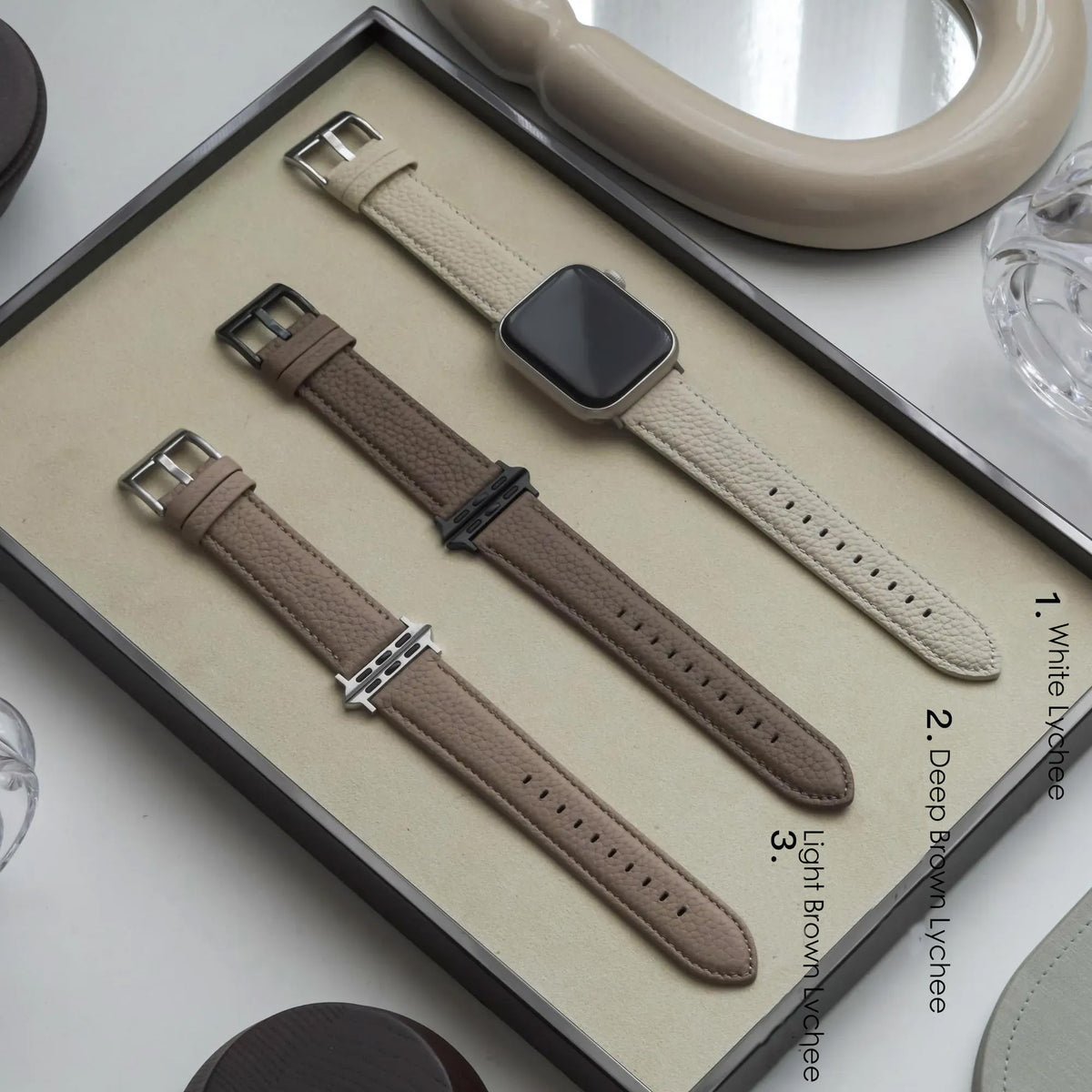 Lychee Grain Texture Leather Buckle Apple Watch Band