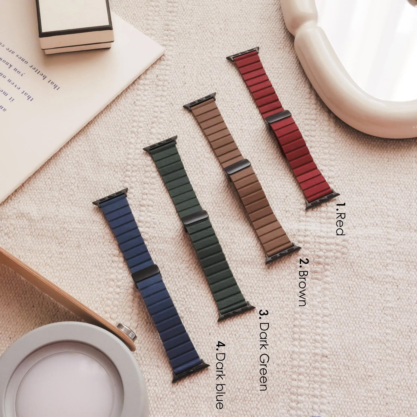 Wide Elegant Leather Venetian Blinds Magnetic Clasp Apple Watch Band