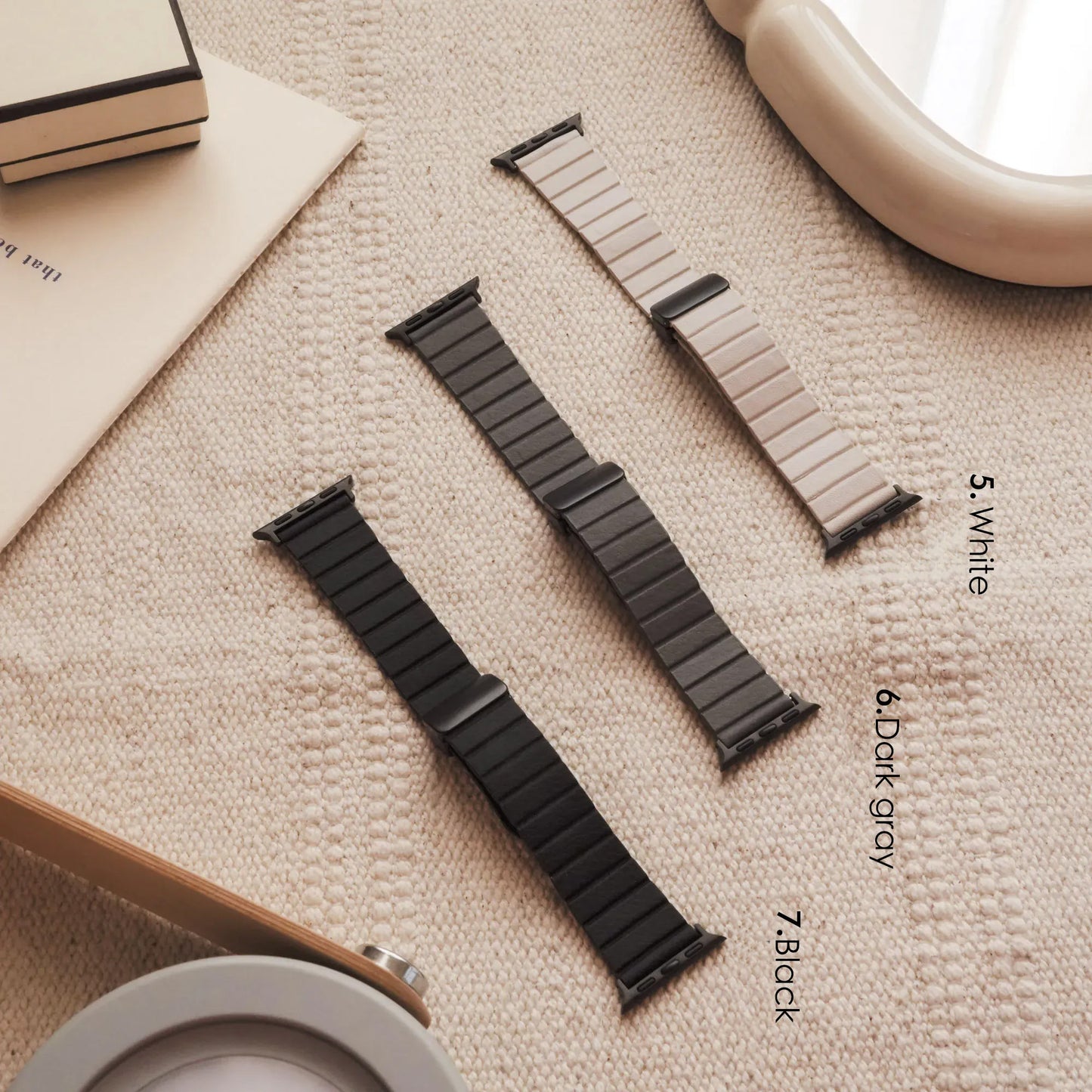 Wide Elegant Leather Venetian Blinds Magnetic Clasp Apple Watch Band