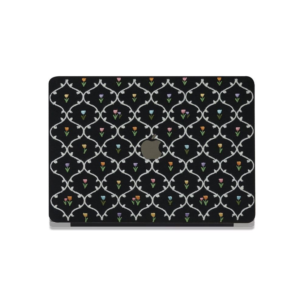 This is us Plaid Floral ♾ Textured Stitching Black Mac Case