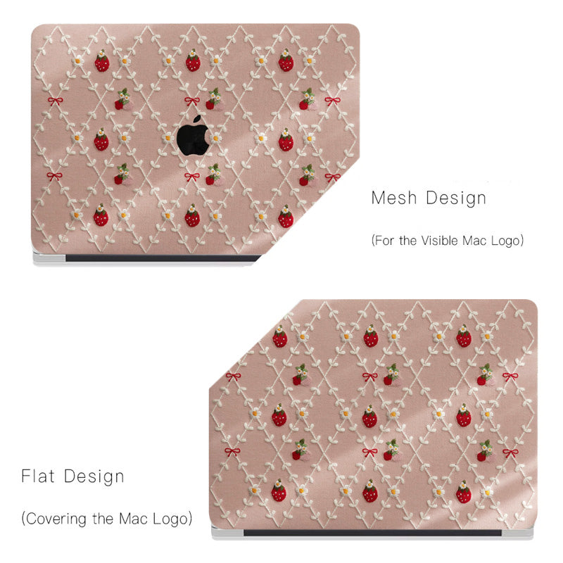 Embroidered Series ♾ Pink Mood Delicate Stitch Detailing MacBook Case