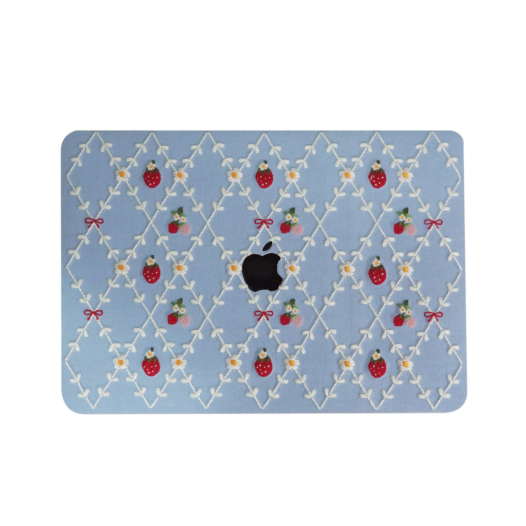 Embroidered Series ♾ Berry Blue Mood Delicate Stitch Detailing MacBook Case