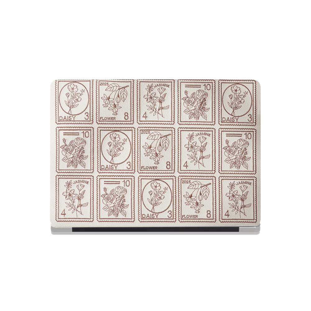 Embroidery Series ♾ Mocha Brown Flora Post Premium Stitching MacBook Case