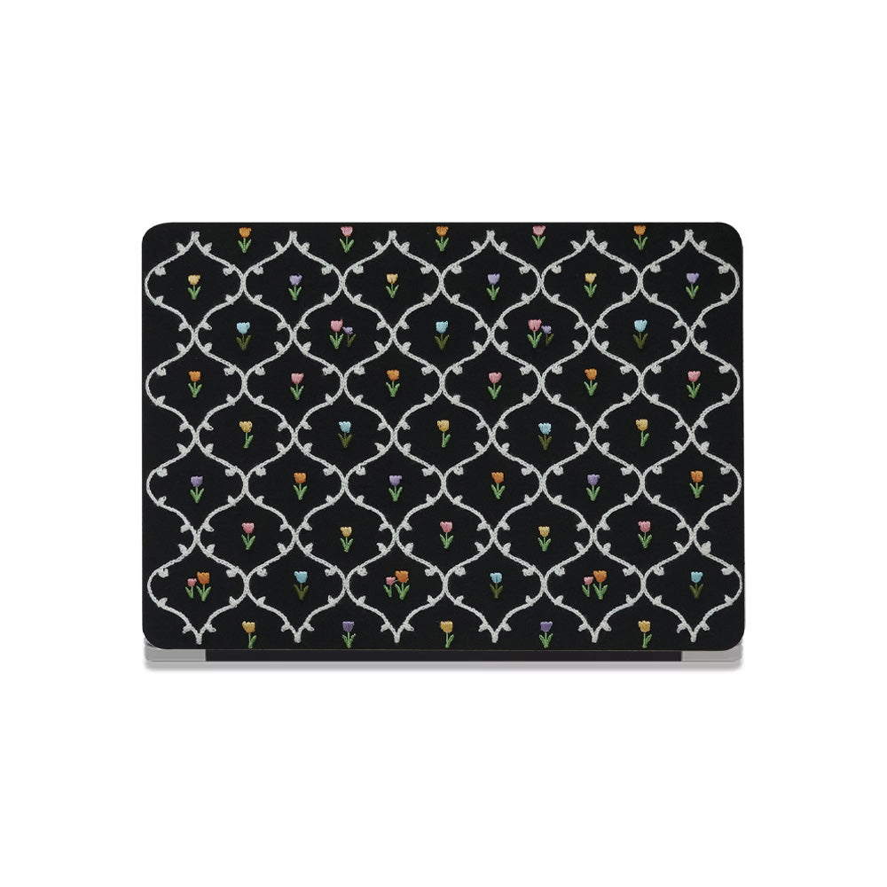 This is us Plaid Floral ♾ Textured Stitching Black Mac Case