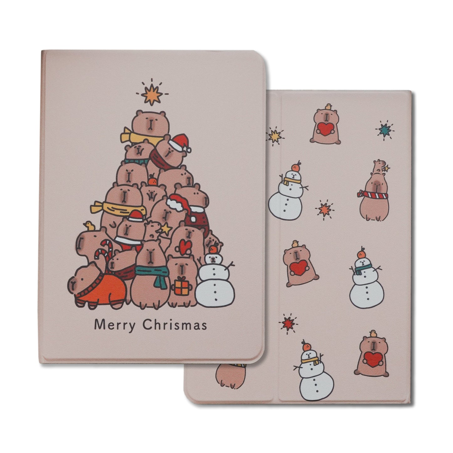 Thisisus Design Christmas Tree Capybara Pencil Magnetic Holder iPad Case