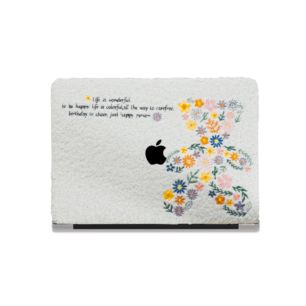 This is Us Designer Teddy Fleece ♾ Floral Teddy Bear Embroidery Series Macbook Case